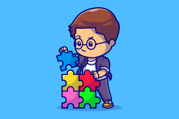 Download Cute Boy Connecting Puzzle Pieces - Puzzle pieces Collection