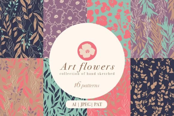 Download 16 Art Flowers - Digital Papers - Premium Resources
