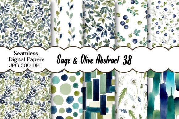 Download Sage &amp; Olive Abstract Digital Paper - Abstract digital Collection