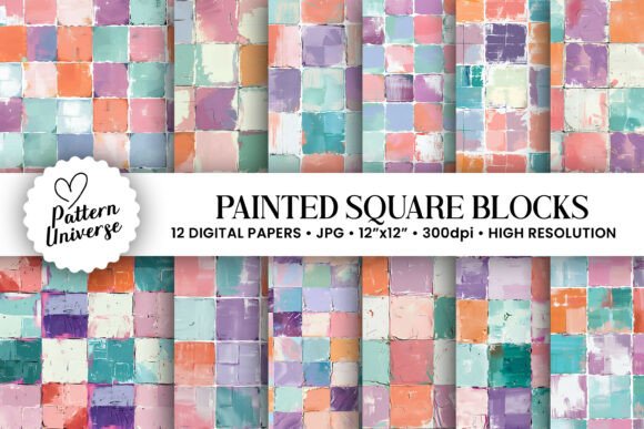 Download Painted Square Blocks Digital Paper - Premium Resources